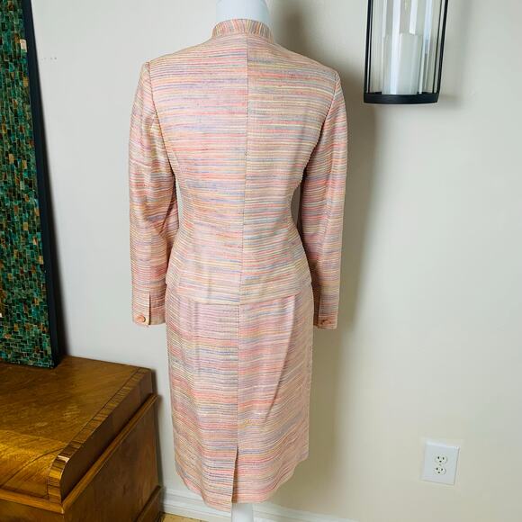 Vintage Bergamo By Ebi Size 4 2-Piece Suit Skirt w/ Blazer Jacket Tweed Striped - Picture 7 of 11